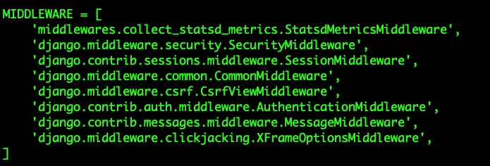add all middlewares in setting.py