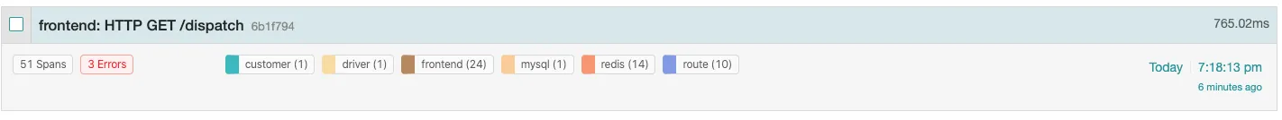 Single trace from trace list