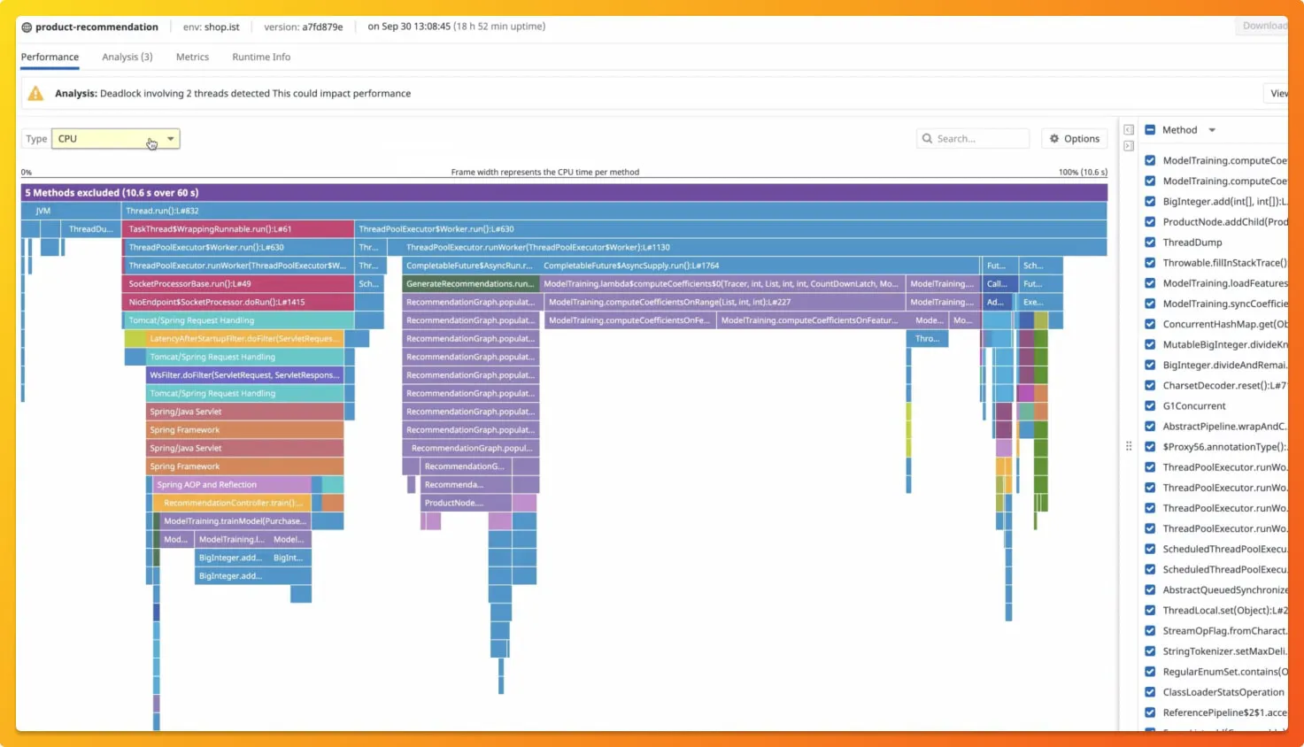 DataDog continuous code profiler